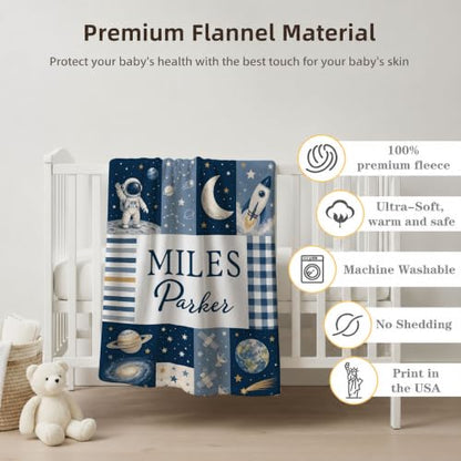 Personalized Space Baby Blanket, Custom Galaxy Baby Blanket - color: Blue #13