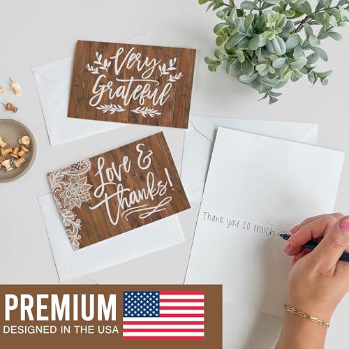 24 Bulk Thank You Cards with Envelopes Blank Cute Thank You Notes - color: Wood Lights 24 pcs