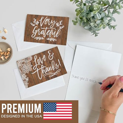 24 Bulk Thank You Cards with Envelopes Blank Cute Thank You Notes - color: Wood Lights 24 pcs