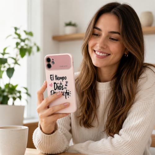 for iPhone 17 Pro Max Case God's Timing is Perfect Spanish Bible Verse Phone Case, Full Camera Lens Protection, Shockproof Drop Resistant Durable Cover (Pink, iPhone 12) - color: pink, size: iPhone 12