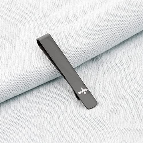 BEKECH Faith Christian Jewelry for Men - Cross Tie Clip Gift for Him, Boss, Coworkers, First Communion - color: Black