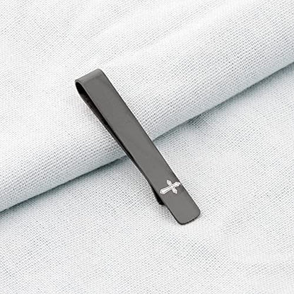 BEKECH Faith Christian Jewelry for Men - Cross Tie Clip Gift for Him, Boss, Coworkers, First Communion - color: Black