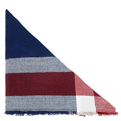 American Trends Scarfs for Women Winter Triangle Scarf Classic Plaid Warm Scarf Soft Scarves Knitted Wrap Shawl - color: Triangle Red & White & Blue