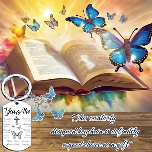 Inspirational Christian Gifts Keychain for Women - Religious Gift Keyring for Men, Priests, Sister, Friend, Mom, Catholic - style: Butterfly