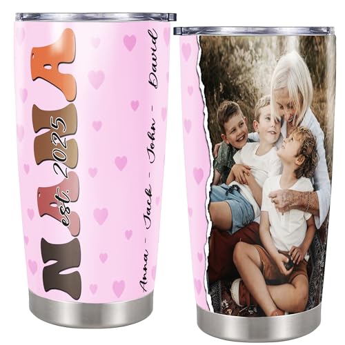 Personalized Grandmother Tumbler Custom Name Nana Insulated cups Travel Coffee Mug with Lids Stainless Steel 20 30 Oz Gifts for Mom Women Grandma Birthday Mothers Day - color: Nana 636