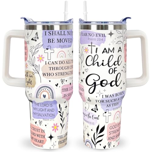 Christian Gifts for Women 40 Oz Child of God Christian Tumbler Cup Inspirational Religious Gifts for Mom Wife Sister Friends Christians Faith Jesus God Bible Verse Gift - color: I am a Child of God 01