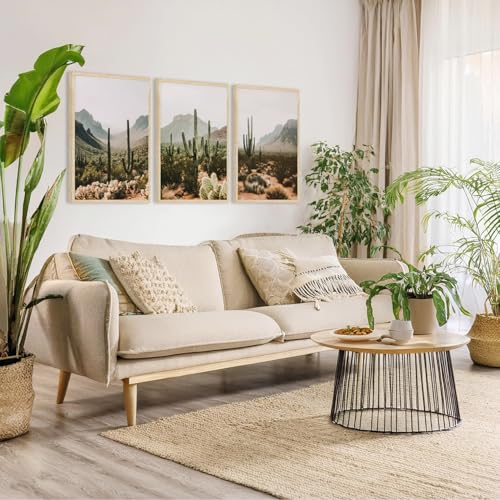 YUFEIART 3 Piece Green Sonoran Cactus Framed Wall Art Set of 3 16x20 - color: Green Cactus, size: 16x20 Framed