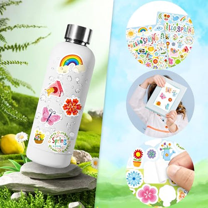 LINAYE 24 Sheets Spring Stickers for Kids, 840 PCS Spring Decorative Stickers Crafts Party Favors Supplies for Kids Classroom - style: Spring 24 Sheets
