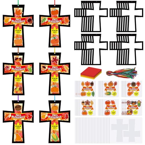 Chiisong 24 Sets Fall Blessings Crafts Fall Harvest Religious Crafts - style: Fall Blessings
