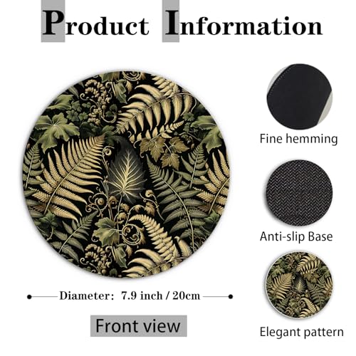 Vintage Dark Green Plant Mouse Pad 7.9x7.9Inch, Plant Desk Accessories, Green Fern Leaves Botanical Cottagecore Mouse Pads for Wireless Mouse Computers Laptop Desk Accessories, - color: color 11