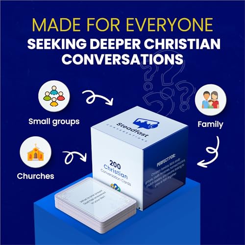 Christian Conversation Cards Game - 200 Faith-Based Conversation Starters for Bible Games Study, Youth Groups & Family - Christian Card Games for Meaningful Discussions About God