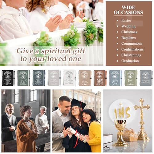 Kosiz 100 Pcs Bible Verse A6 Spiral Notebooks Bulk with Pens, Boho Color - color: Boho Color