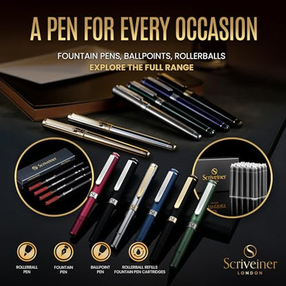 Scriveiner Personalized Black Rollerball Pen - Stunning Luxury Pen, Jet Black Lacquer & Real Gold Plating, Schmidt Ink Refill, Best Engraved Roller Ball Gift for Men & Women, Custom Name Engraving - color: Black with Gold (Personalized)