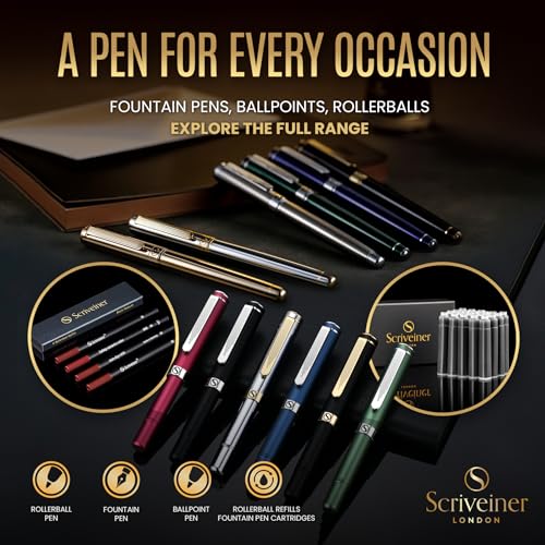 Scriveiner Personalized Gold Rollerball Pen - Stunning Luxury Pen, Real Gold Plating, Schmidt Ink Refill, Best Engraved Roller Ball Gift Set for Men & Women, Custom Name Engraving - color: Gold (Personalized)