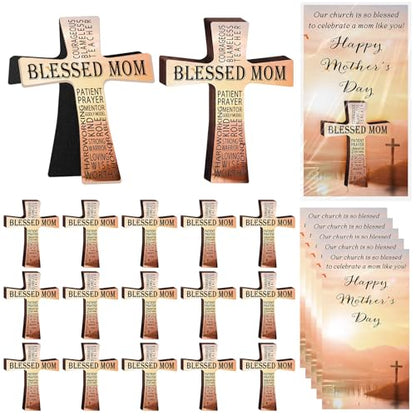 Spakon 30 Set Christian Mother's Day Gifts Religious Cross Bookmarks for Church Menbers Blessed Mom Magnet Bookmarks and Bible Verse Cards Appreciation Gifts for Book Lovers Devotional Study Guide