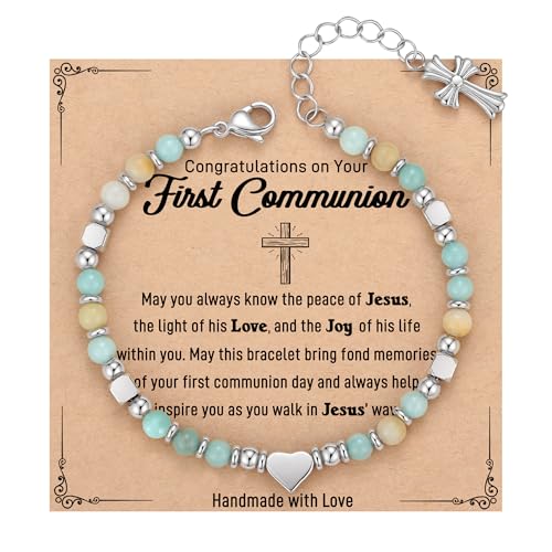 TONY & SANDY Christian Gifts for Women, Religious Cross Bracelet Faith Jewelry, Confirmation Baptism Christmas Birthday Gifts for Women, Unique Gifts for Teens Girls Kids Adults - style: First Communion