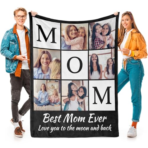 inkArts Custom Mom Blanket with 6 Photos Personalized Blanket with Pictures Customized Throw Gifts for Mom Grandma Photo Throw Blanket for Birthday Mother's Day - color: 6 Photo-2