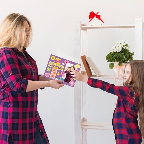 BeYumi Religious Picture Frame Craft - 28Pcs Mother's Day Religious Photo Frame Craft Kit for Kids DIY Cross Picture Holder Christian Sunday School Classroom Home Mother's Day Gift Set Fun Activities