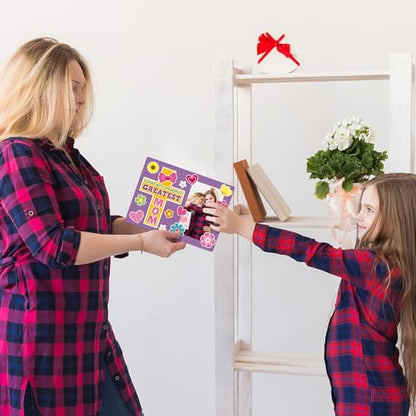 BeYumi Religious Picture Frame Craft - 28Pcs Mother's Day Religious Photo Frame Craft Kit for Kids DIY Cross Picture Holder Christian Sunday School Classroom Home Mother's Day Gift Set Fun Activities