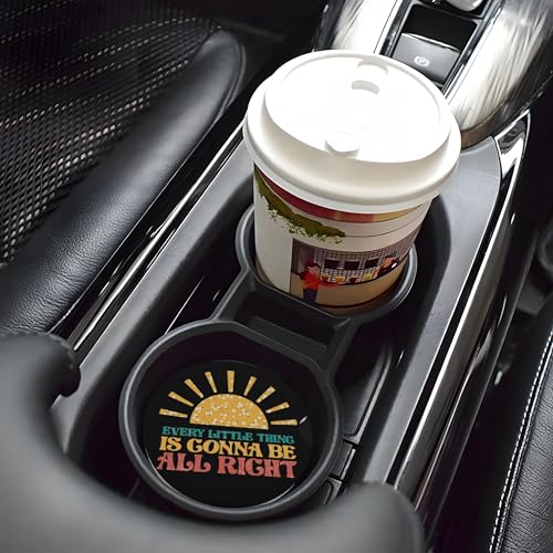 Car Cup Holder Coasters 2 Pack 2.63" for Women Anti Slip Ceramic - color: Yellow