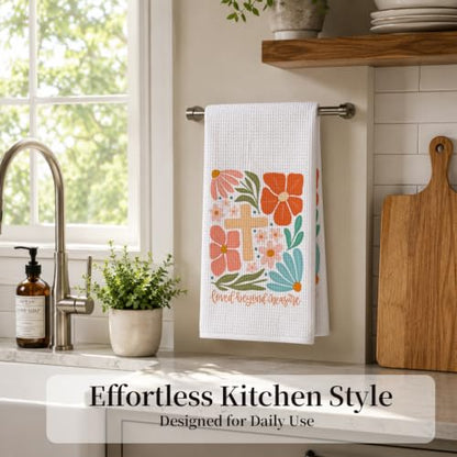 Boho Flower Christian Kitchen Hand Towels 16x24 Inch - color: Boho Flower