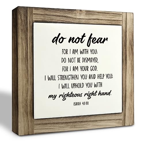 Christian Sign, Box Wood Plaques Desk Décor, Decorative Table Sign, Christian Scripture Wood Plaque, Rustic Home Decor, Inspirational Christian Gift, Isaiah 41:10 - Do Not Fear For I am With You Sign - color: Style8