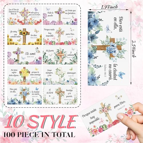 Sureio 100 Sets Spanish Christian Keychain and Cards - style: Romantic Heart