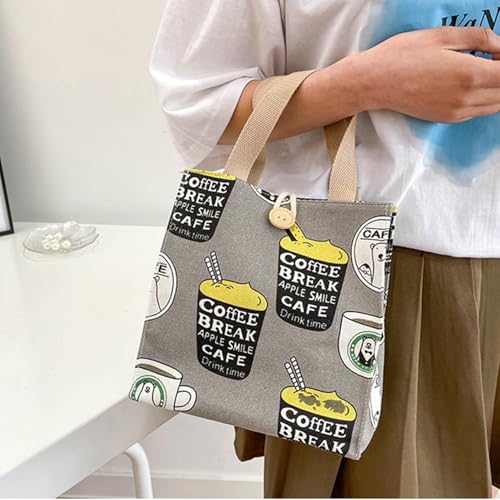 SNDEC Canvas Small Bible Bag for Girls and Women, Cute Mini Preppy Aesthetic Tote, Reusable Grocery Bag for Essentials - color: Khaki Coffee