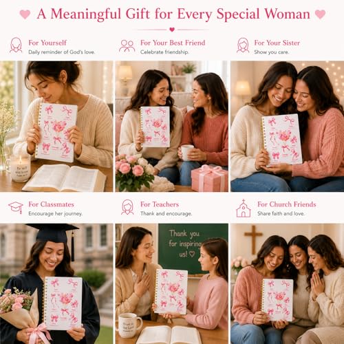 Christian Gift Journal for Women & Teen Girls, Cute Pink Prayer Journal with Coquette Bow Cover, Spiral Notebook for Bible Study, Faith Journaling, Gratitude & Daily Writing, 5.7 x 8.3 Lined Notebook, 160 Pages - color: Pink
