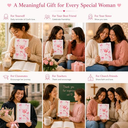Christian Gift Journal for Women & Teen Girls, Cute Pink Prayer Journal with Coquette Bow Cover, Spiral Notebook for Bible Study, Faith Journaling, Gratitude & Daily Writing, 5.7 x 8.3 Lined Notebook, 160 Pages - color: Pink