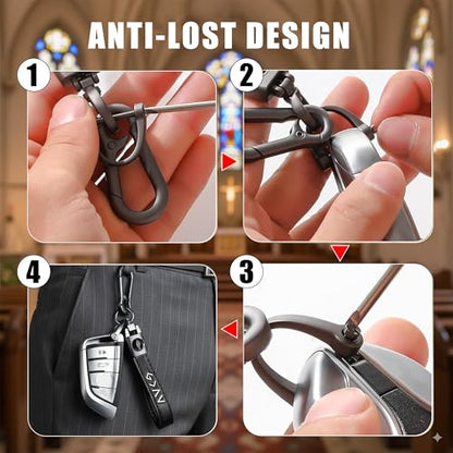 Christian Keychain for Men, God-Inspired Alloy Leather Jesus Fish Keychain