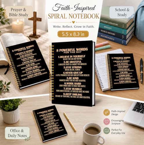 Motivational Notebook,Inspirational 8 Powerful Words for Gifts - color: Motivational Theme