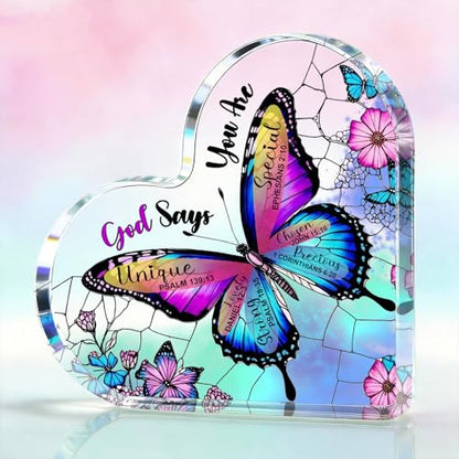 Butterfly Christian Gifts for Women Birthday Unique 6", Inspirational Religious Gifts for Mom, Friends, Coworker, Encouragement Gift for Her, Girl, Sister Bestie, Spiritual Home Decorative Acrylic Signs Plaque- Dream Blue - style: Butterfly- Dream Blue