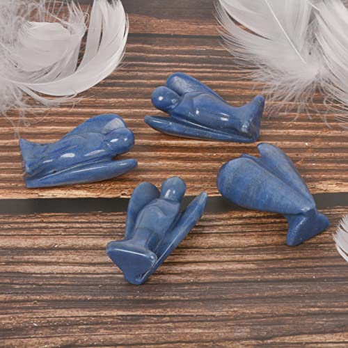 Justinstones Carved Blue Aventurine Gemstone Peace Angel Pocket Guardian AngelHealing Statue 2 inch - color: Blue Aventurine