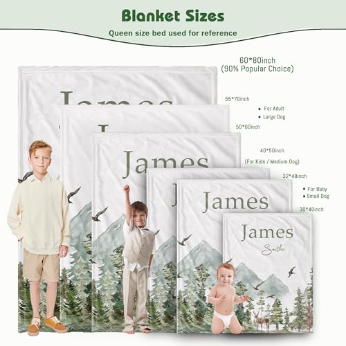 Personalized Woodland Baby Blanket with Name Custom Name Blanket for Boy Newborn Expect Mom Customized Gifts for Baby Shower Birthday Christmas - color: Style15