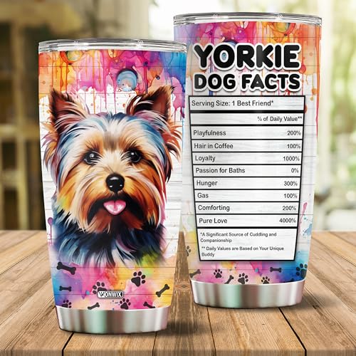 Gifts for Yorkie Lovers 20 Oz Stainless Steel Tumbler Travel Coffee Mug Gift Ideas for Dog Lovers Owners Funny Facts Water Bottle - color: Yorkie