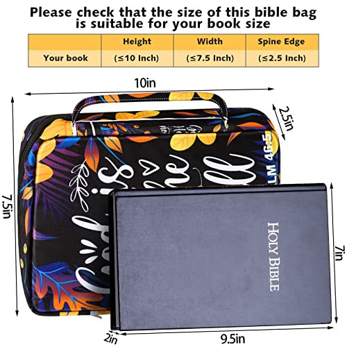 Laumoi Bible Cover Case for Women 10'' Bible Holder Case Large Religious Carrying Bag for Women Study Christian Book Gift (Leaves Style) - style: Leaves Style