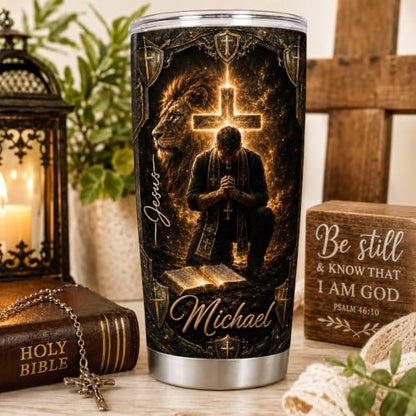 Personalized Christian Gifts For Men - Man Of Faith A Child Of God Warrior Christ Tumbler V3 - Religious Bible Faith For Dad, Husband, Grandpa on Fathers Day, Christmas, Birthday - color: CH-VAR-03