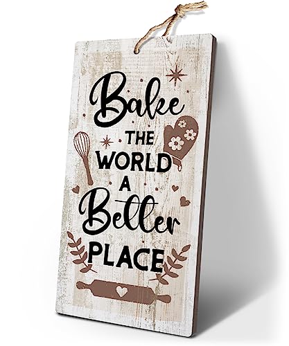 YZEXEZY Baking Sign-Bake the World a Better Place Sign12"x6" Baking Gifts Retro Bakery Cafe Wall Art Decor - style: Bake the World a Better Place