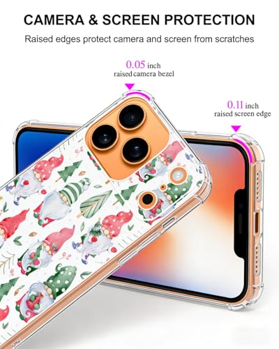 Watercolor Christmas Gnomes Trees Phone Case Compatible with iPhone 17 Pro Max, Cute Winter New Year Phone Cover for iPhone 17 Pro Max, Trendy TPU Bumper Phone Cover Case - color: Christmas Gnomes