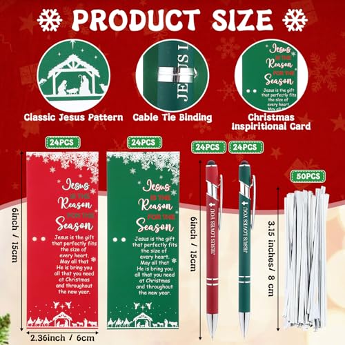 Tenceur 48 Set Christian Pens with Cards Jesus Religious Christmas Gift