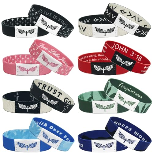 8PCS Daily Bible Verse Bracelets, Bible Verse Cross Bracelet with NFC, Inspirational Religious Christian Bracelet Gifts, Elastic String Faith Friendship Jewelry for Teens Men Women - color: 8PCS-Colorful-1