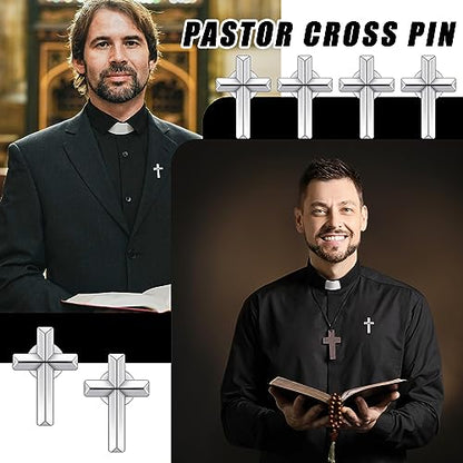 Jexine 50 Pcs Small Cross Lapel Pins Bulk, Religious Enamel Pin - color: Silver