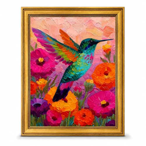 Hummingbird Canvas Wall Art Framed Floral Artwork Home Decor 10x8 Inch - color: Hummingbird Canvas 34, size: 10"L x 8"W