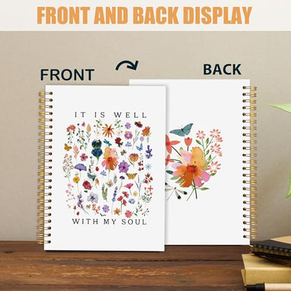 AQYIP Boho Floral Christian Spiral Notebook, It is Well With My Soul Bible Journaling Notebooks, Religious Prayer Journal for Woman, Bible Scripture Notebooks for Note Taking, 5.5x8.3 Inch - color: It is Well With My Soul