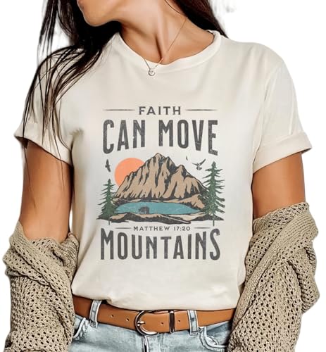 Christian Shirts for Women Vintage Bible Verse Boho Wildflowers Shirts Floral Graphic Jesus Tees - color: Apricot-4, size: X-Large