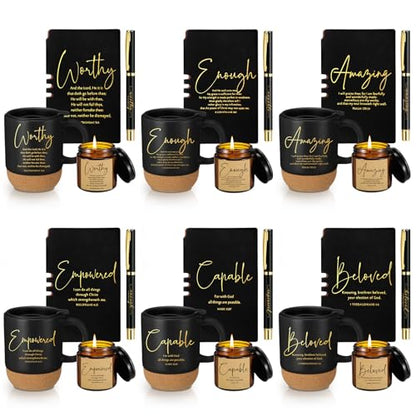 FillTouch 6 Set Christian Gift for Men 15 oz Coffee Mug Journal Pen Candle - color: Black