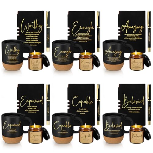 FillTouch 6 Set Christian Gift for Men 15 oz Coffee Mug Journal Pen Candle - color: Black