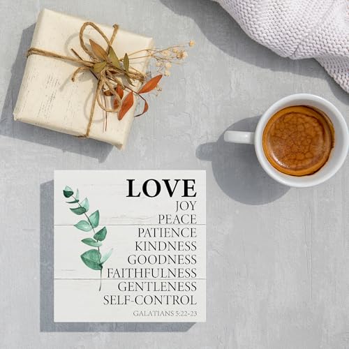 Fruit of the Spirit, Love Joy Peace Patience Sign, Christian Wooden Sign - color: Green