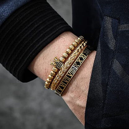 WFYOU Stainless Steel Bracelets for Men Gold Cuff Bracelet Birthday Gifts - color: Gold 10